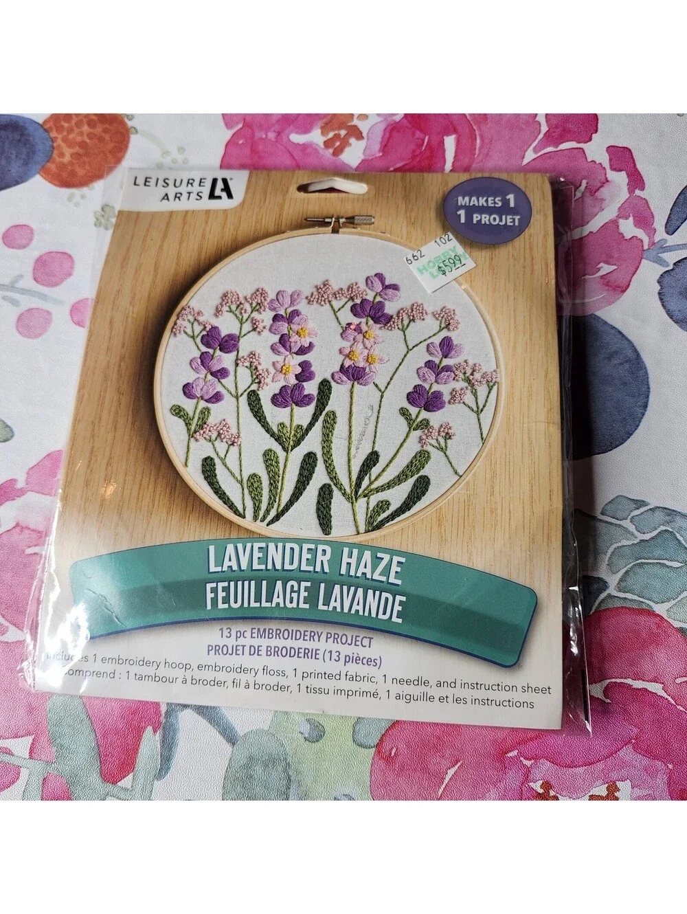 Leisure Arts Lavender Haze Embroidery Kit Floral Hoop Ria Paramita New